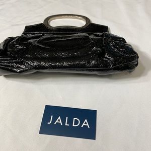 Jalda black cow leather clutch